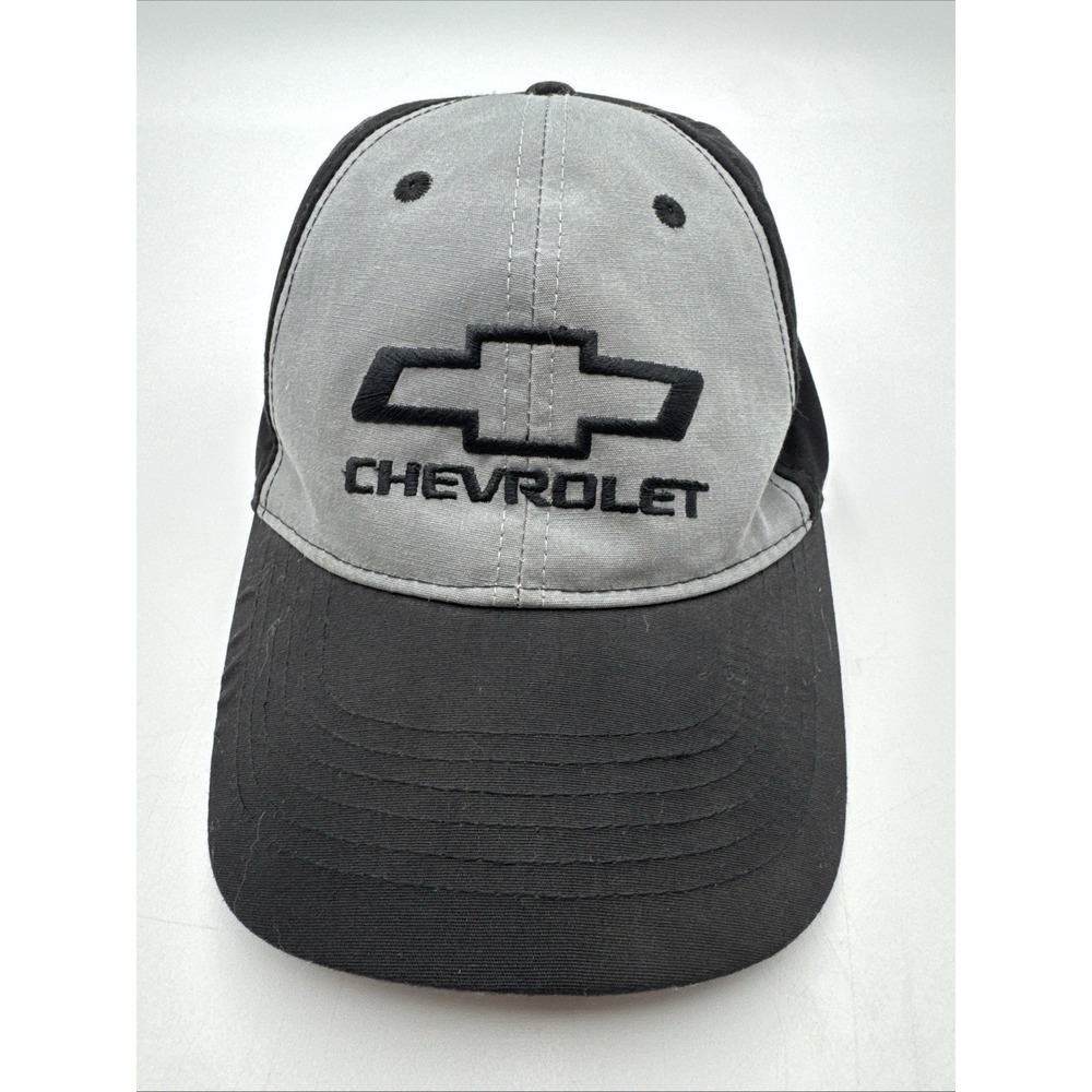 Black Gray Embroidered CHEVROLET Hat Baseball Cap Adjustable Hook & Loop Strap